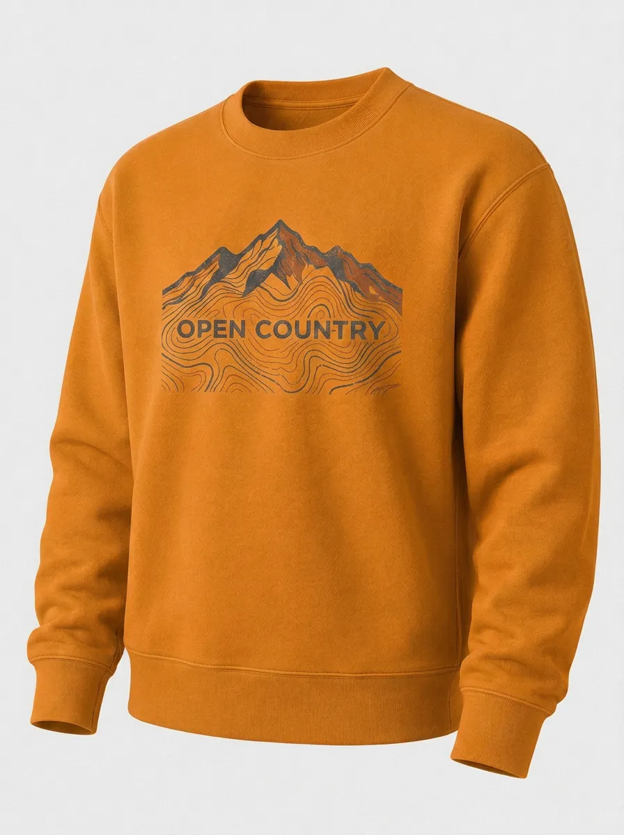 Unisex Outdoor Adventure Open Country Mountain Topographic Printed Sweatshirt