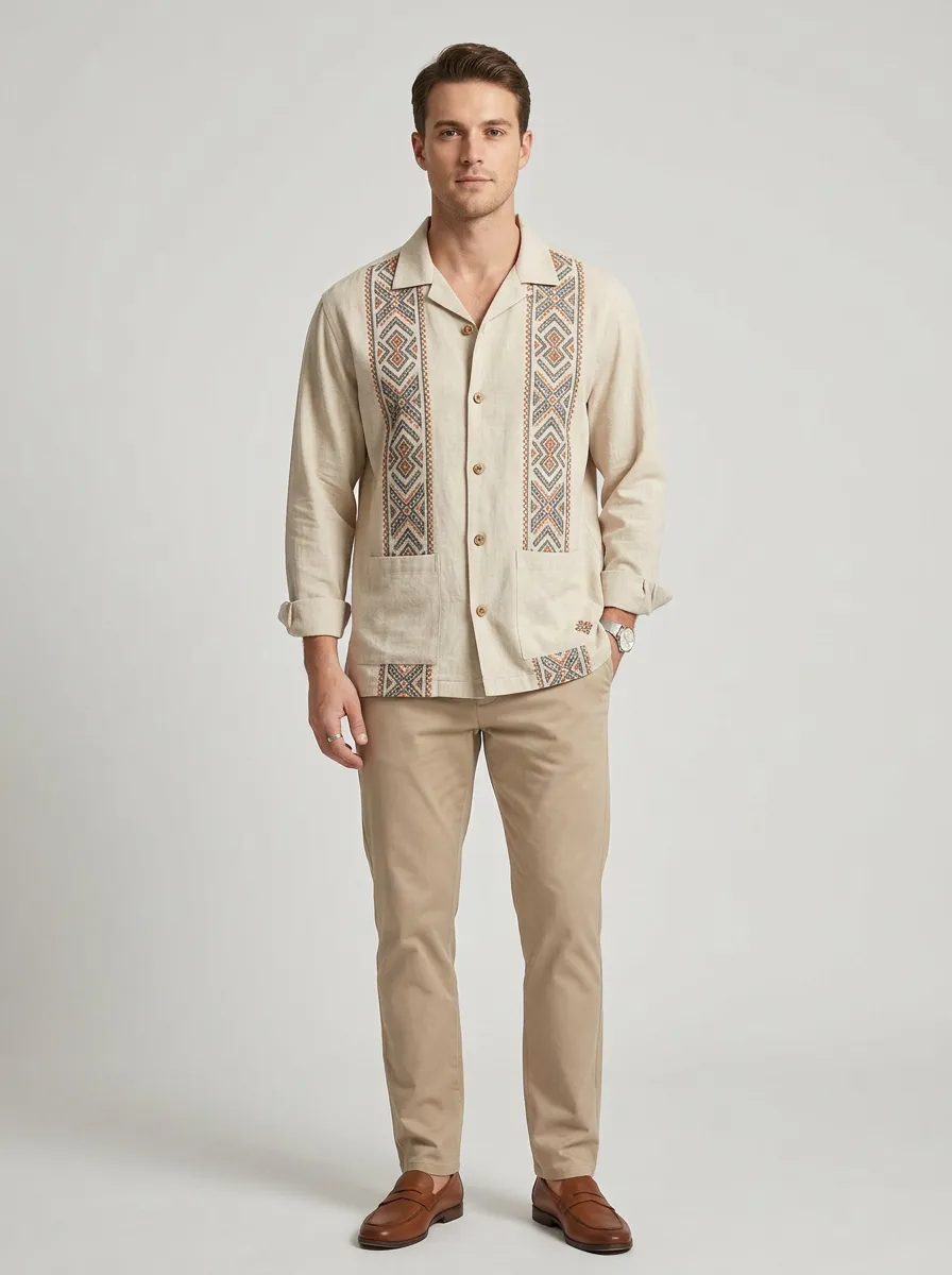 Men's Geometric Boho Easygoing Printed Shirt