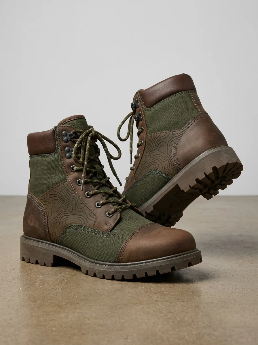 Unisex Modern Outdoor Hiking Topographic Map Print Work Boots