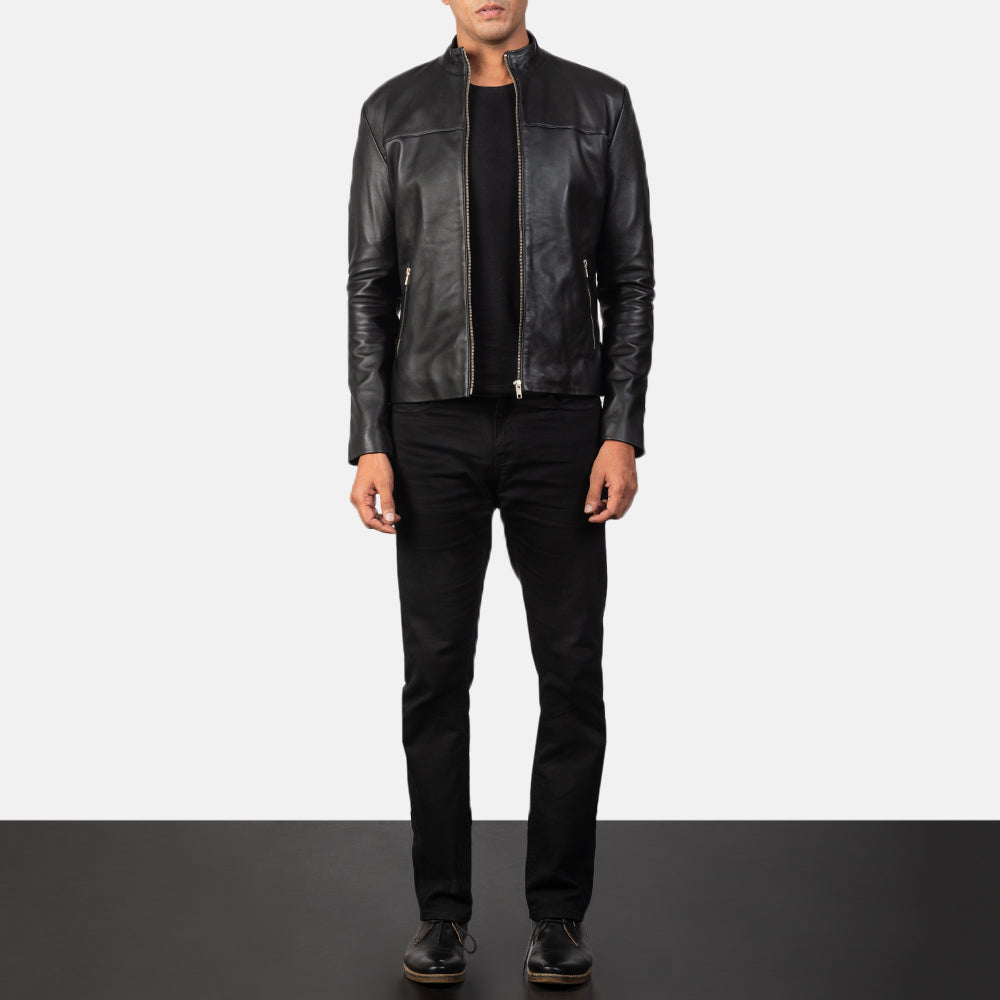 Men's Classic Rugged Biker Leather Jacket