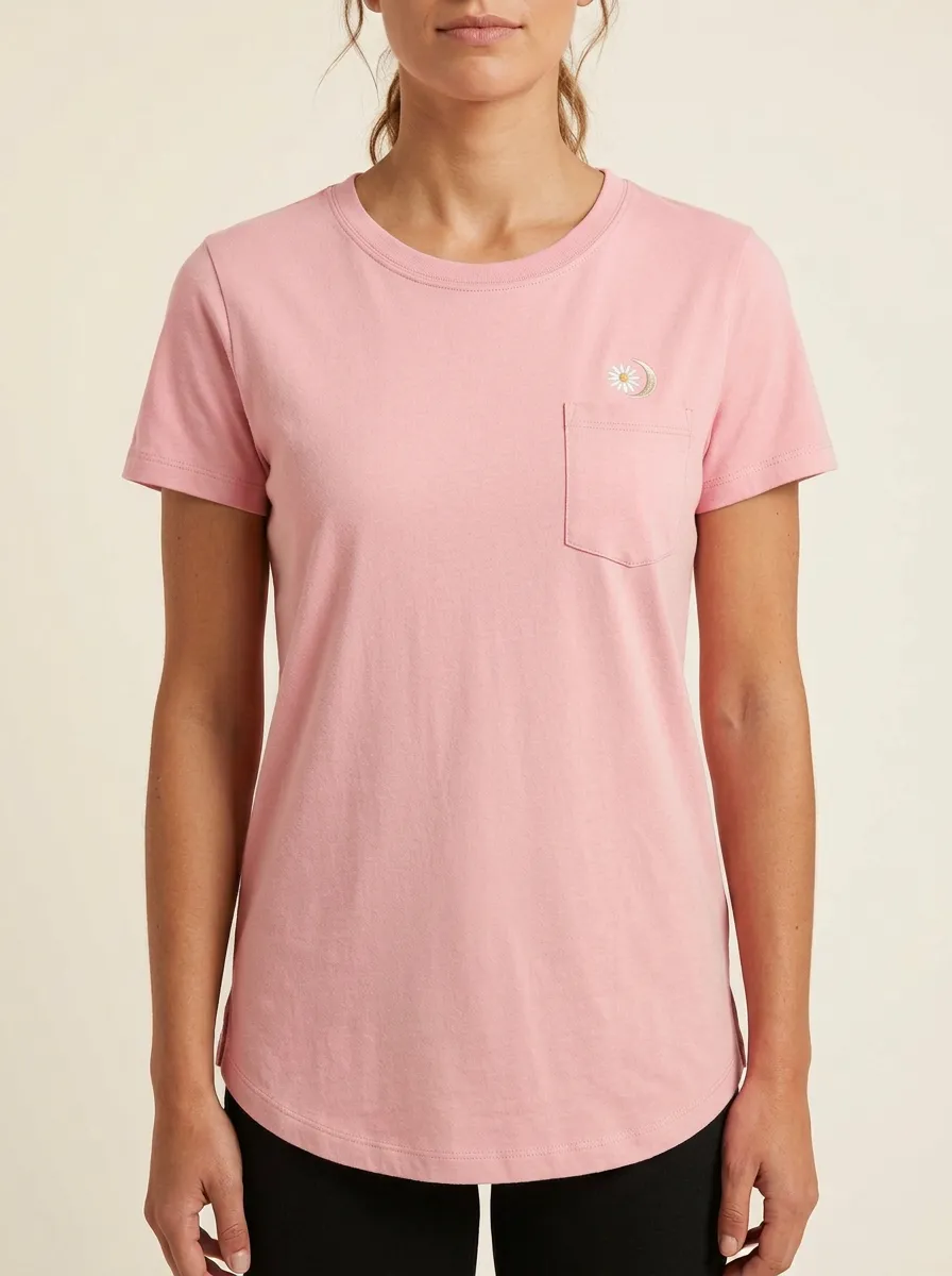 Women's Daisy Moon Embroidered Pocket Crewneck T-Shirt