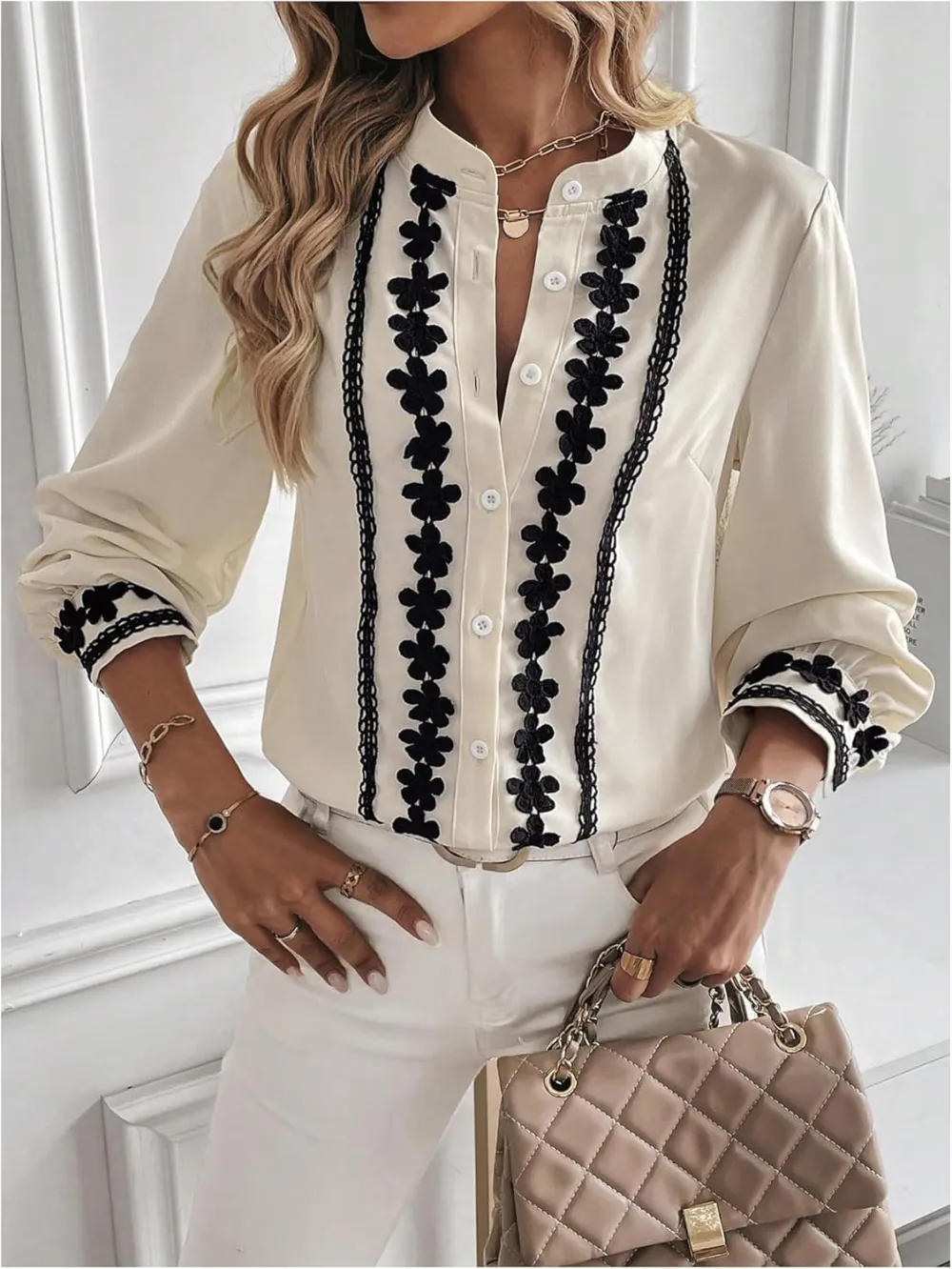 Embroidered Button Front Shirt