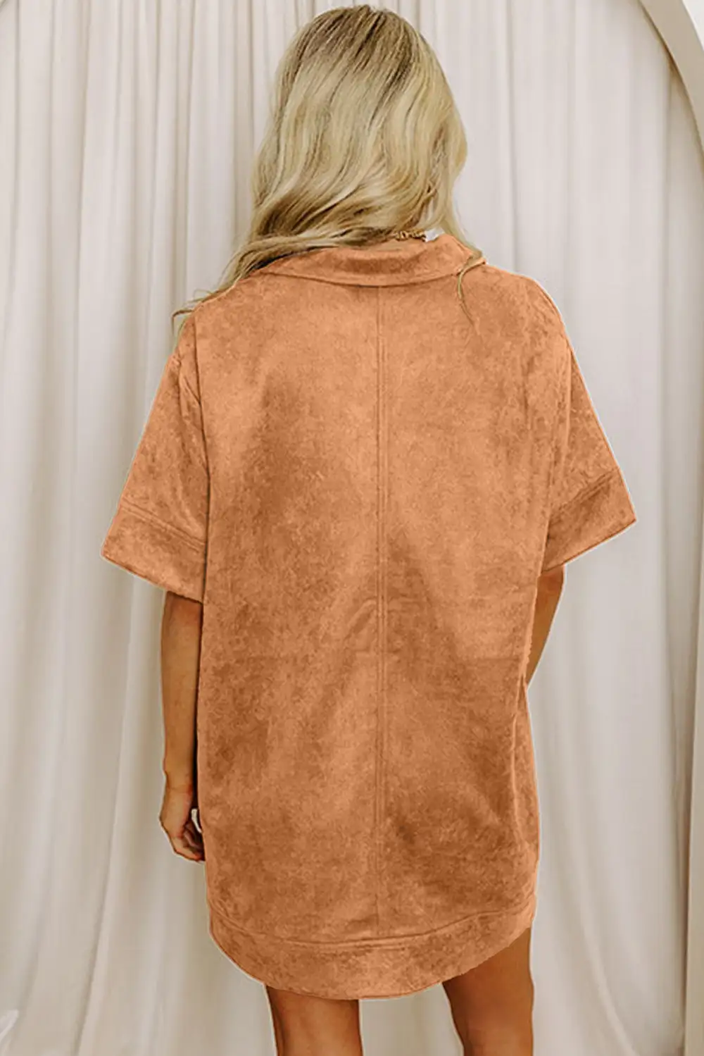 V-Neck Collared Short Sleeve Mini Dress