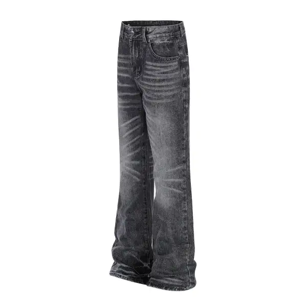 Relaxed Flare Washed Denim Jeans
