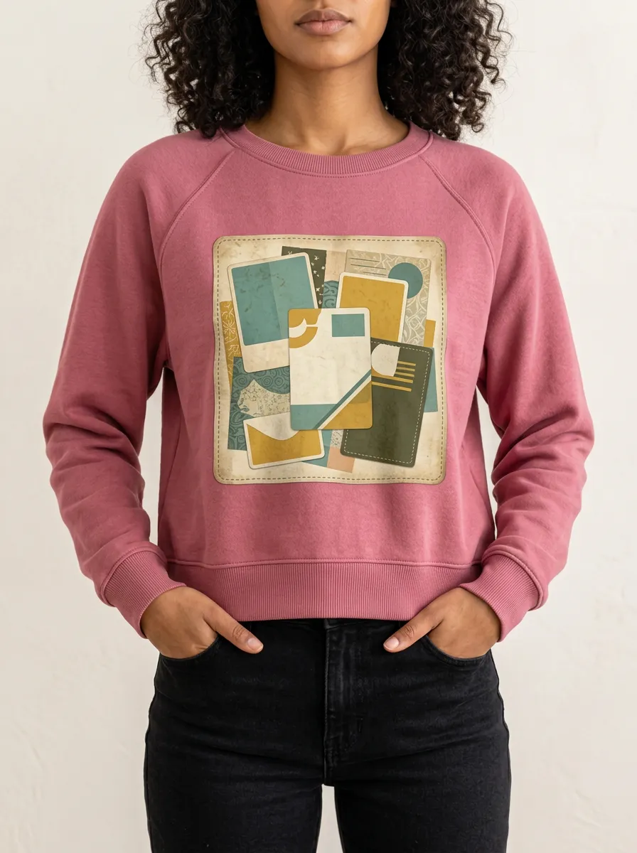 Vintage Scrapbook Artwork Print Women's Pullover Hoodie