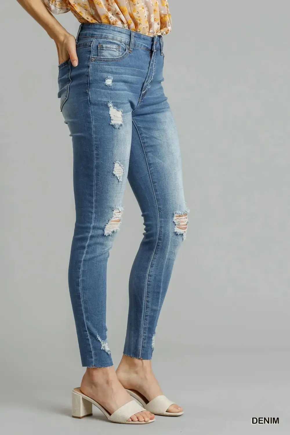 Skinny Distressed Denim Jeans