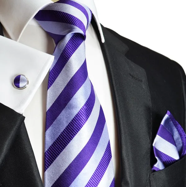 Contemporary Silk Striped Men's Necktie Accessory Set