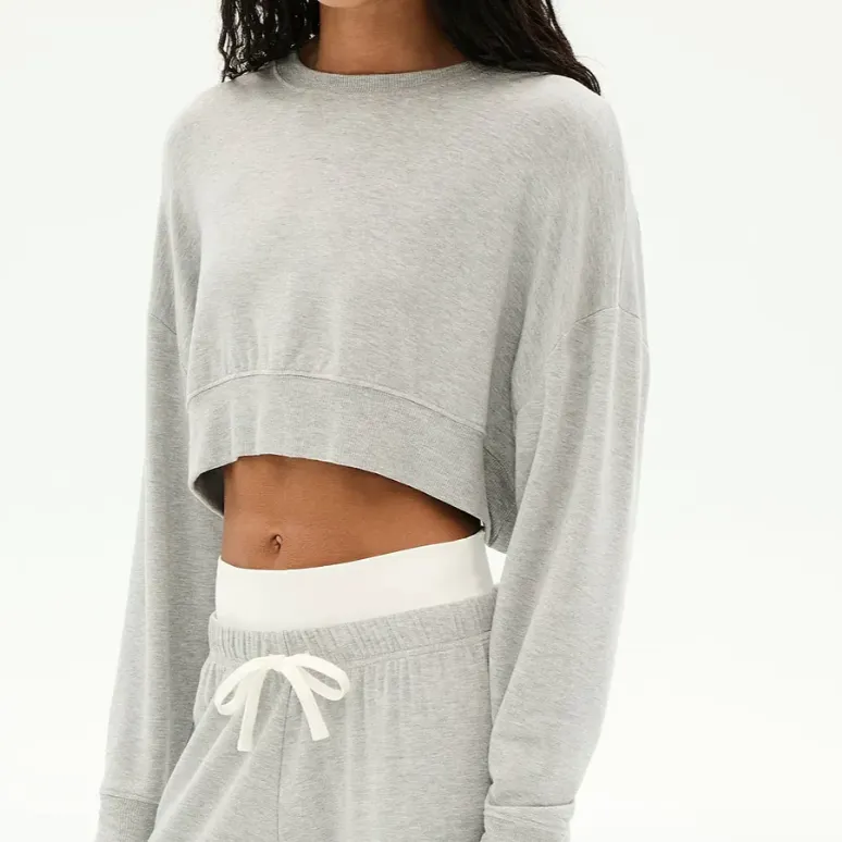 Cropped Athletic Fleece Sweatshirt
