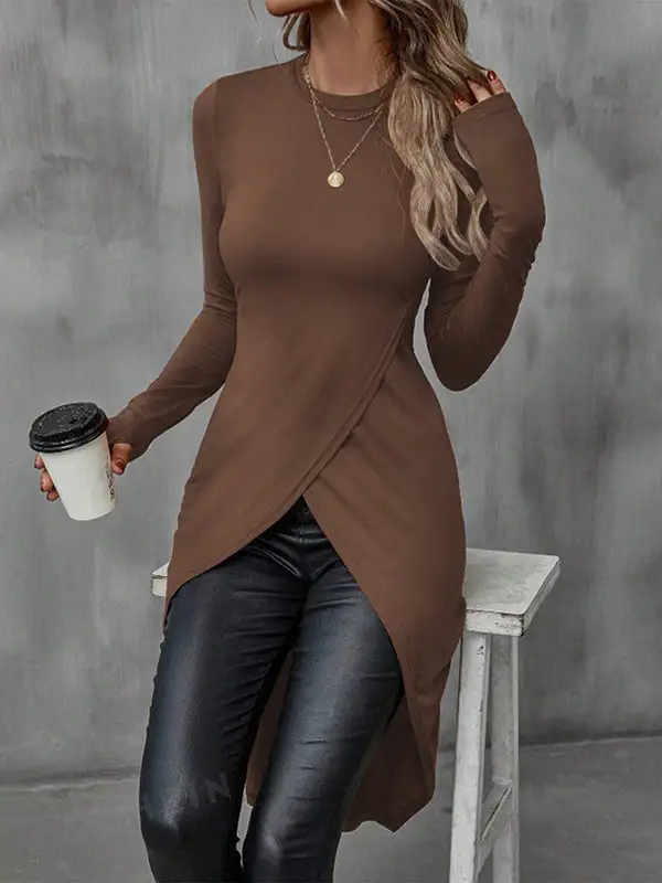 Bodycon High Low Round Neck T-Shirt