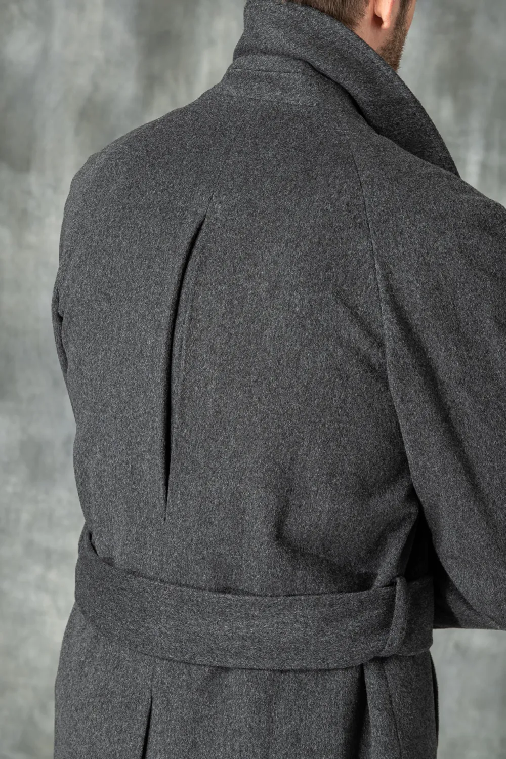 Grey Raglan Coat In  Wool