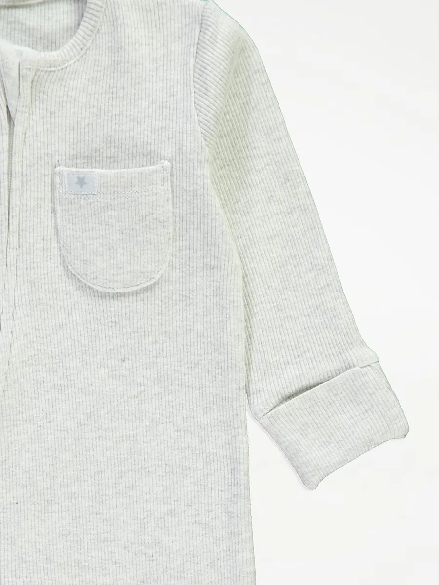Ribbed Zip Fasten Sleepsuits 5 Pack