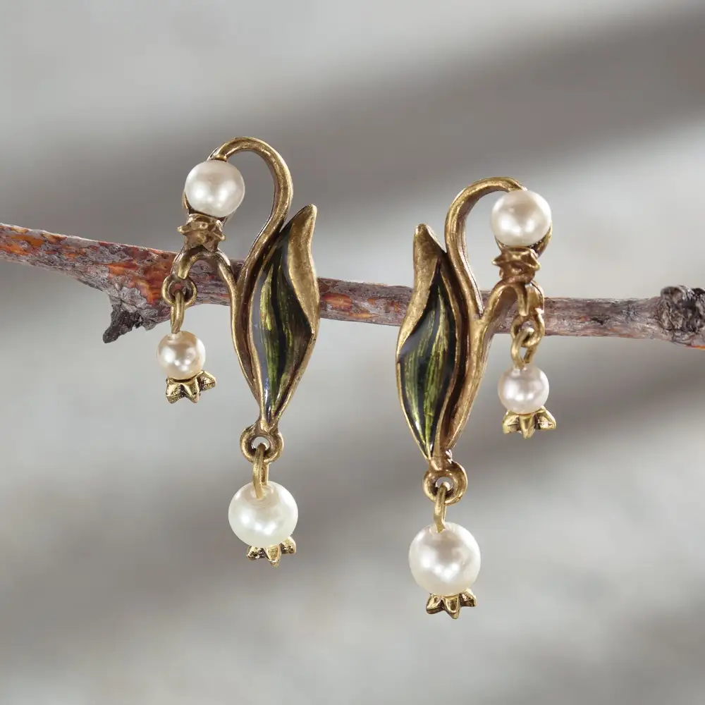 Pearl Vintage Inspired Floral Drop Earrings