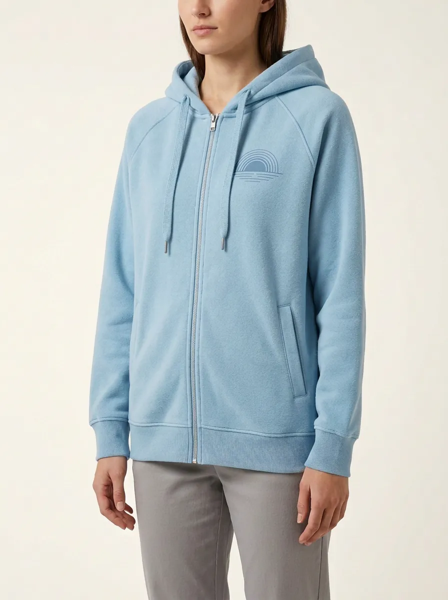 Women's Sunset-Graphic Raglan Full-Zip Welt-Pocket Hoodie