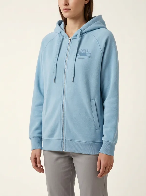 Women's Sunset-Graphic Raglan Full-Zip Welt-Pocket Hoodie