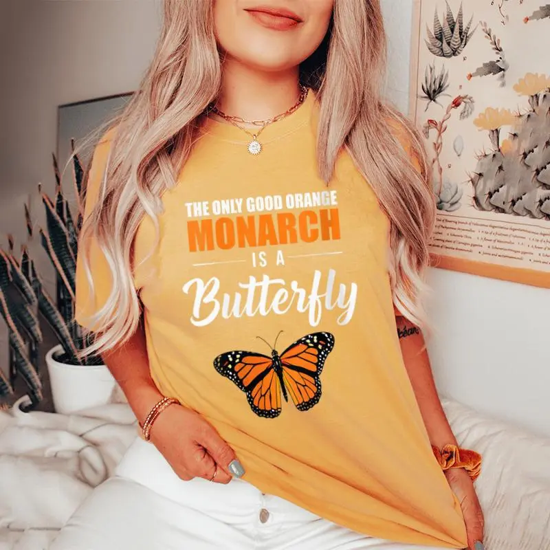 Liberal Quote Good Orange Monarch Butterfly Women's Oversized Comfort T-Shirt