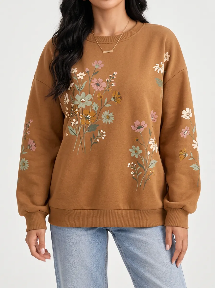 Women's Wildflower Motif Everyday Sweatshirt