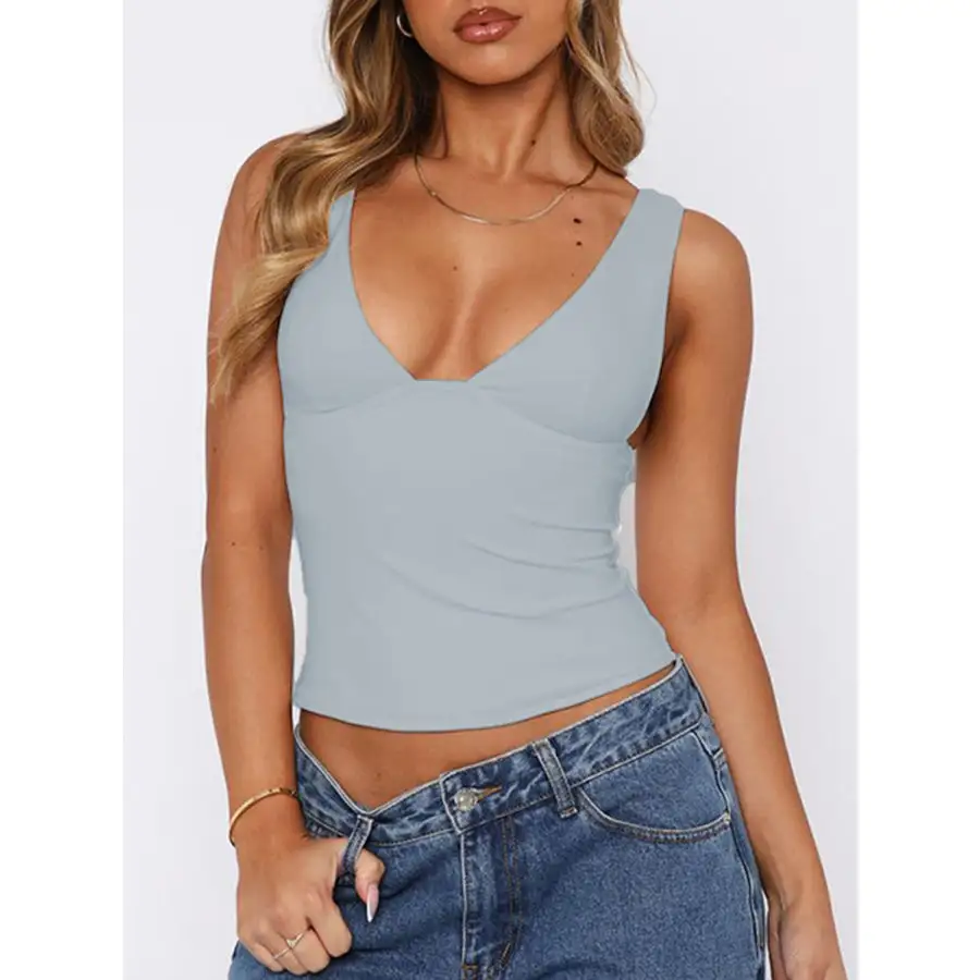 Wide Strap V Neck Tank