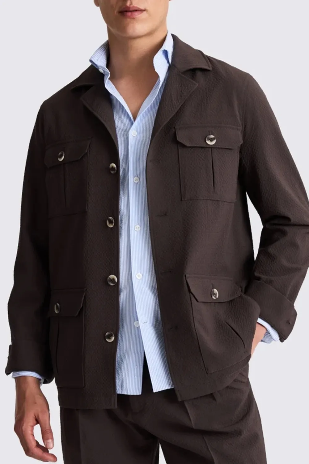 Soft And Stylish Brown Men's Shirt Jacket