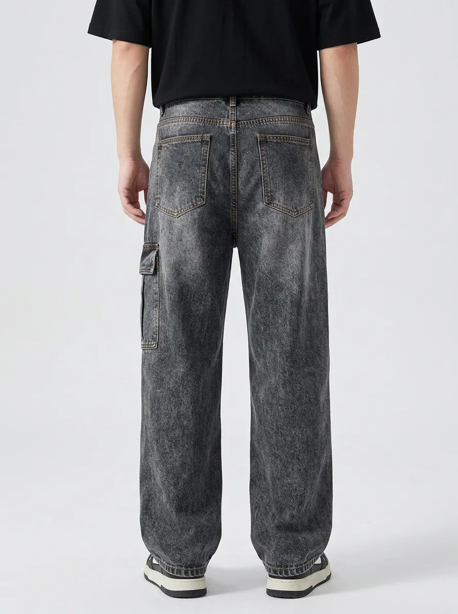 Unisex Streetwear Graffiti Skull Cargo Jeans