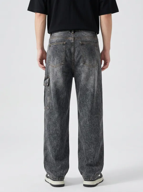 Unisex Streetwear Graffiti Skull Cargo Jeans