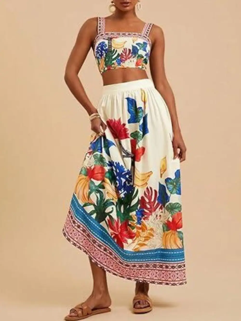 Smart Cropped Printed Silhouette Coordinated Set