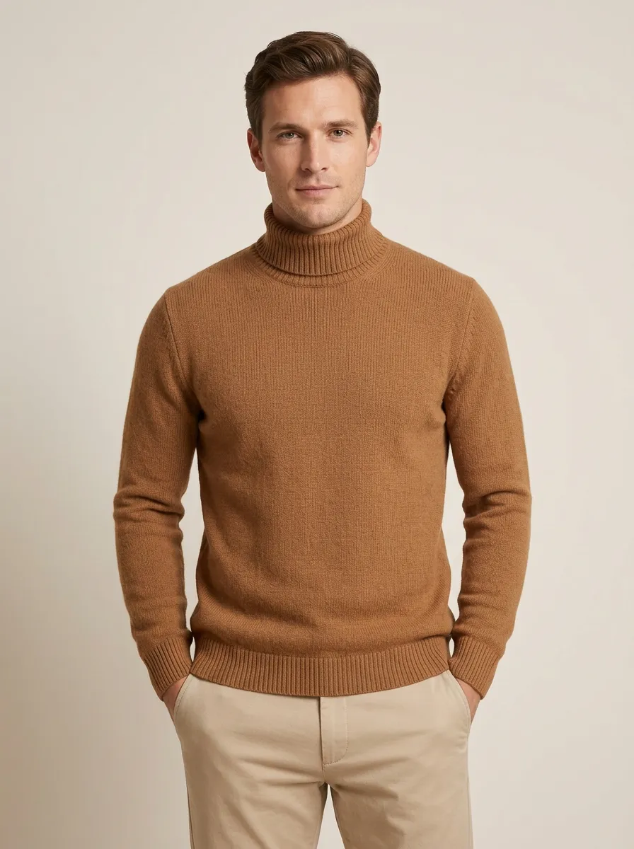 Men's Clean Everyday Ribbed Knit Turtleneck Sweater