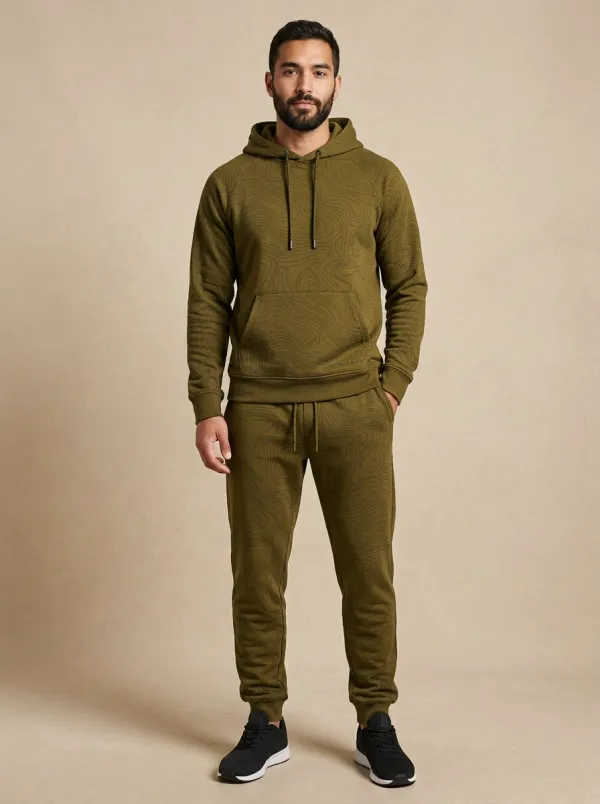 Men's Outdoor Enthusiast Topographic Map Print Jogger Set
