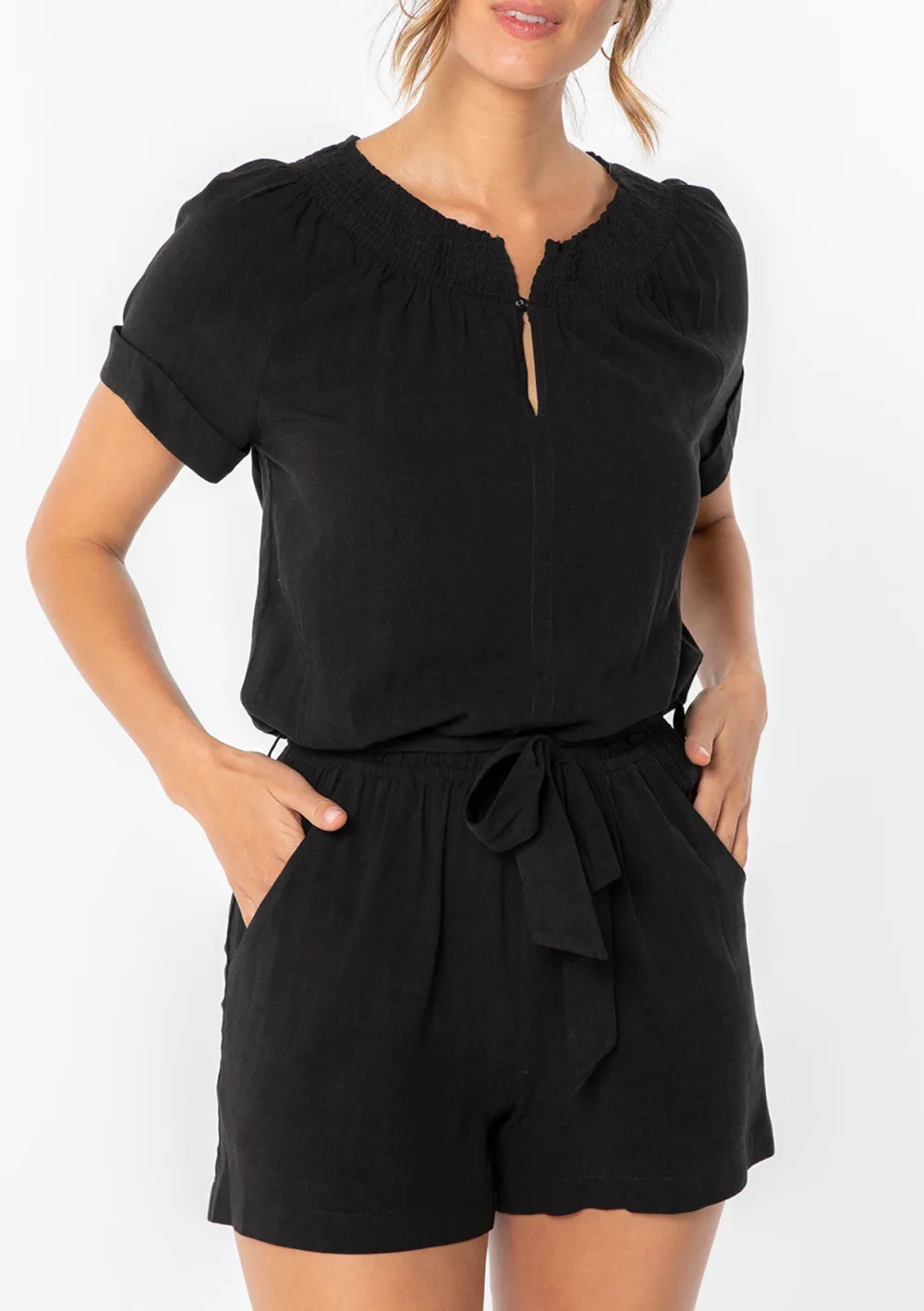 Tied Short Sleeve Romper
