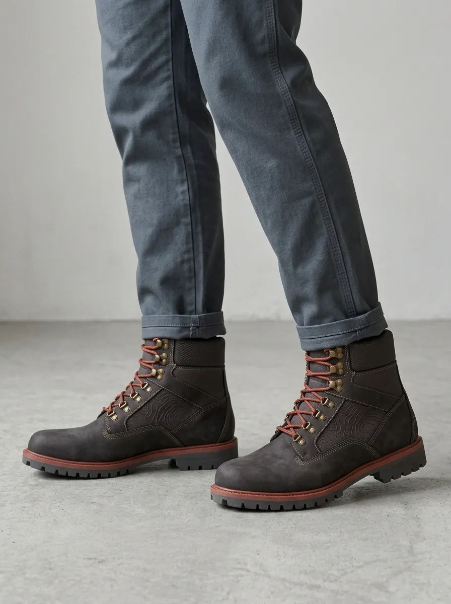 Unisex Outdoor Hiking Lover Topographic Map Print Work Boots