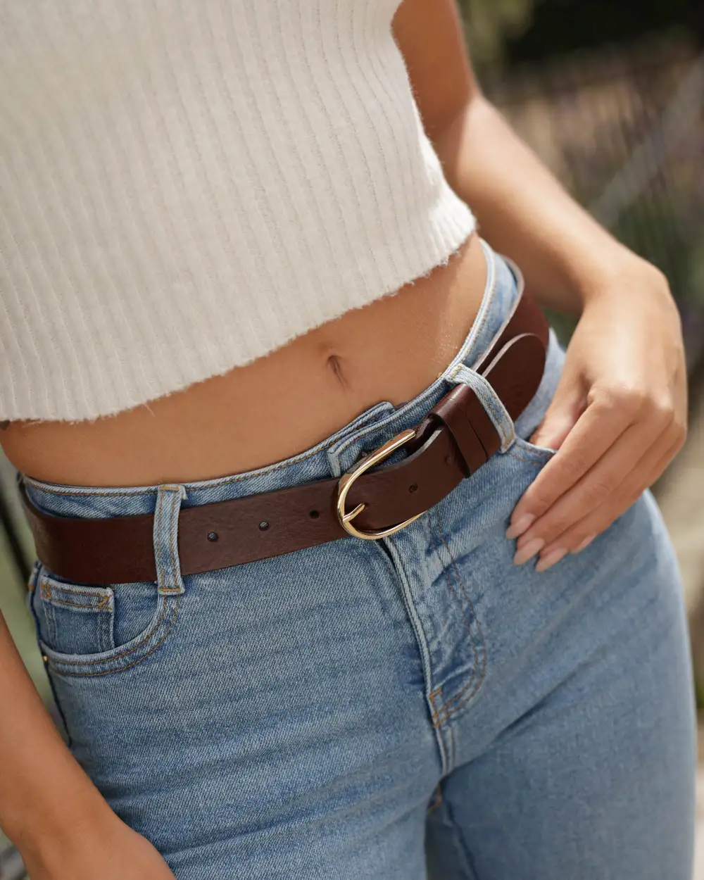 Modern Classic Leather Waist Belt Buckle