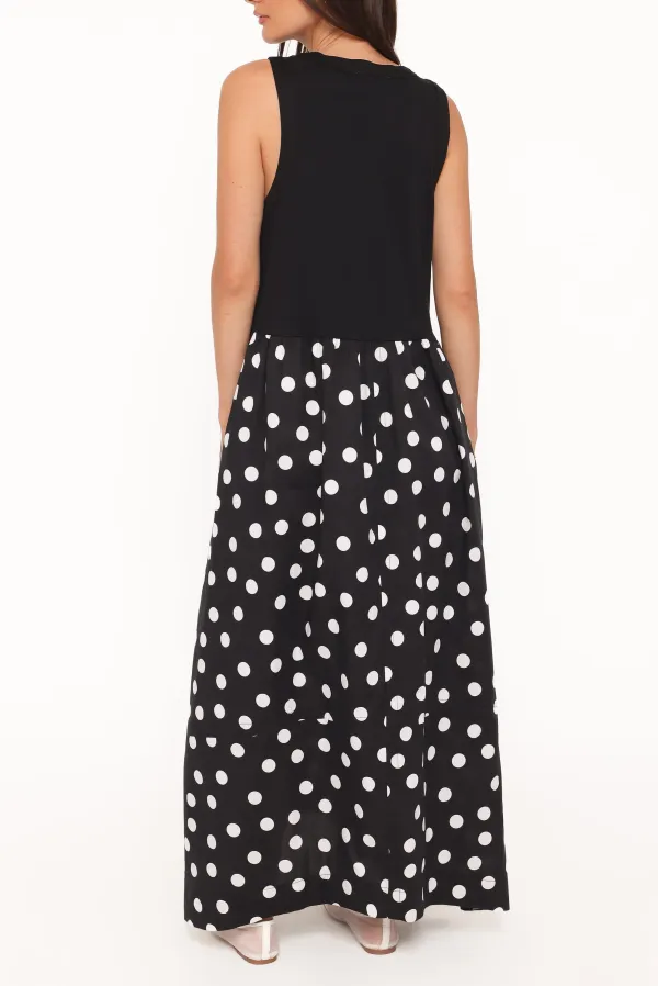 Polka Dot A-Line Maxi Dress