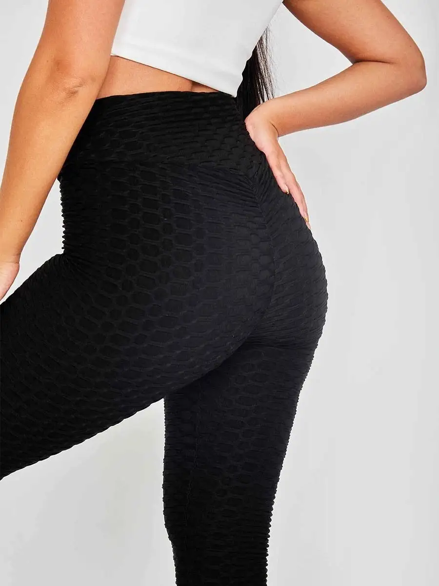 Textured Black Leggings For Edgy Casual Style