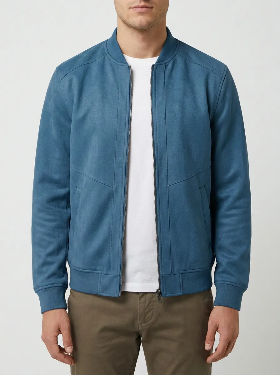 Suede Bomber Zip Jacket
