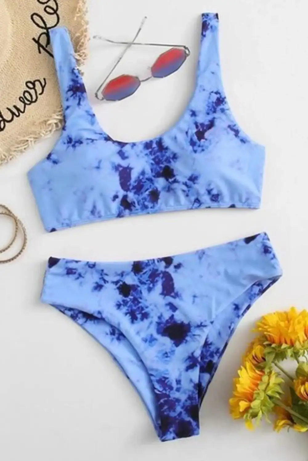 Swimwear Tie Dyed Print Bikinis Swimsuit Two Piece Swimwear