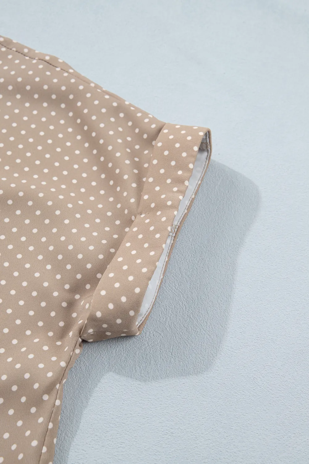 Khaki Dotted Print Cuffed Short Sleeve Shirt