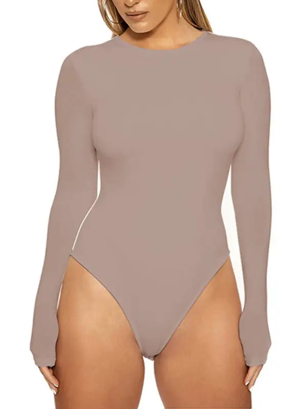Bottoming Tops Long Sleeved Tight Fitting Jumpsuit