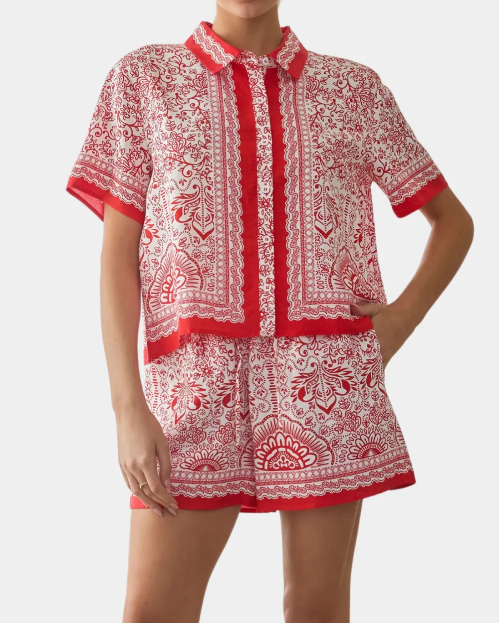 Border Print Top Sets