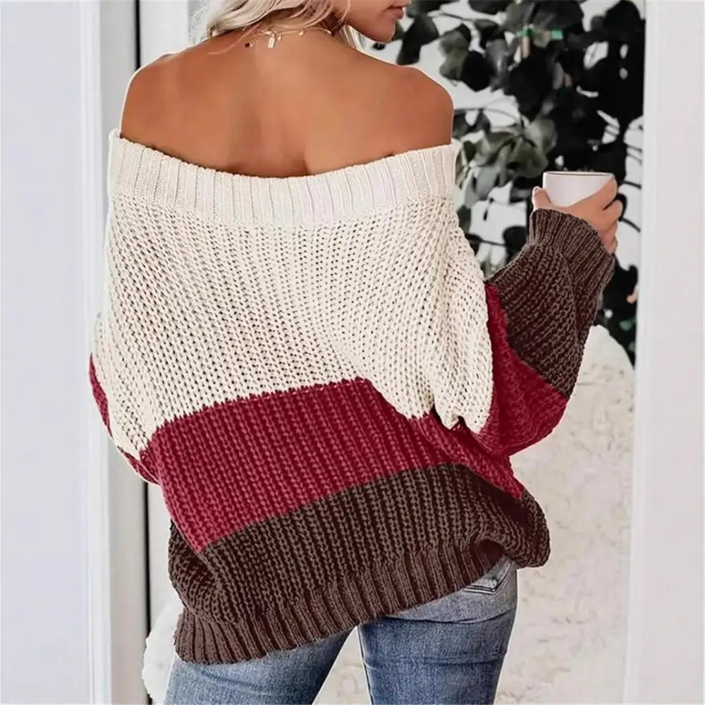 Women's Knit Colorblock Off-Shoulder Sweater