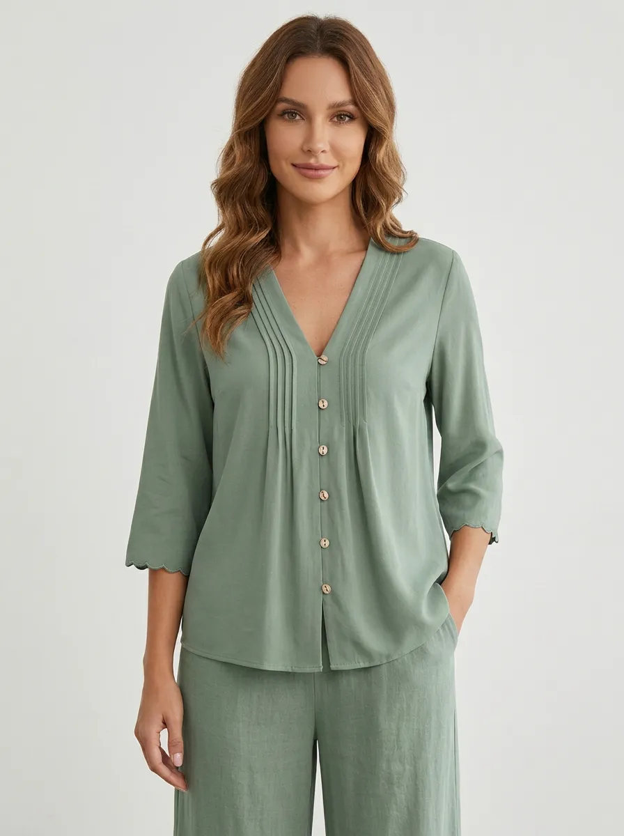 Refined Short-Sleeve Women's V-Neck Shirt