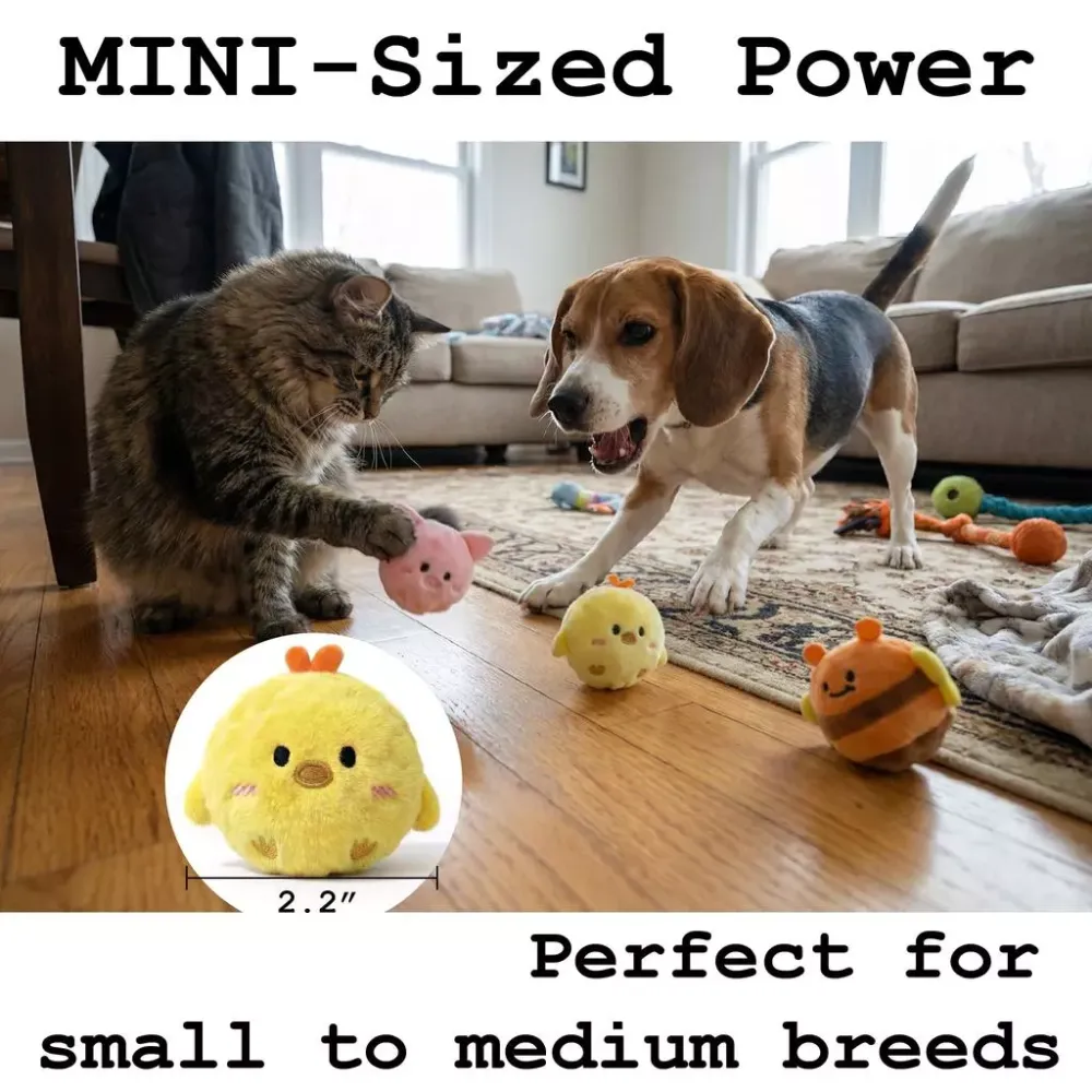 Dog Toy Small Plush Shape Cute Dog Bouncy Toy Ball Chewing Molar Sounding Ball Pet Toy