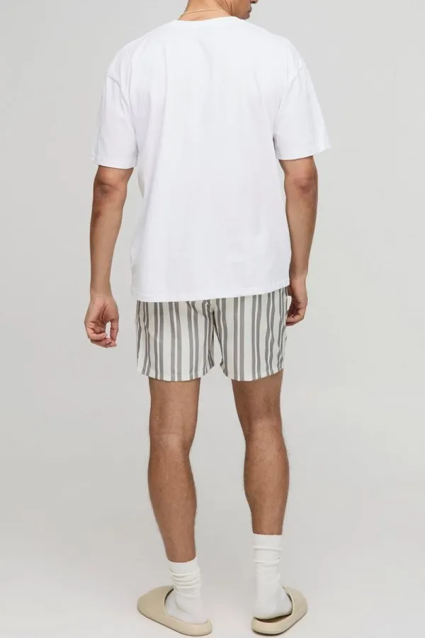 Regular Mid Length Stripe Swim Trunks Spring And Summer