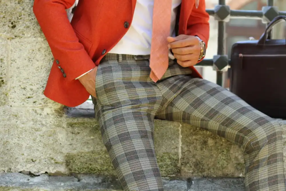 Refined Urban Slim Fit Plaid Tailored Trousers