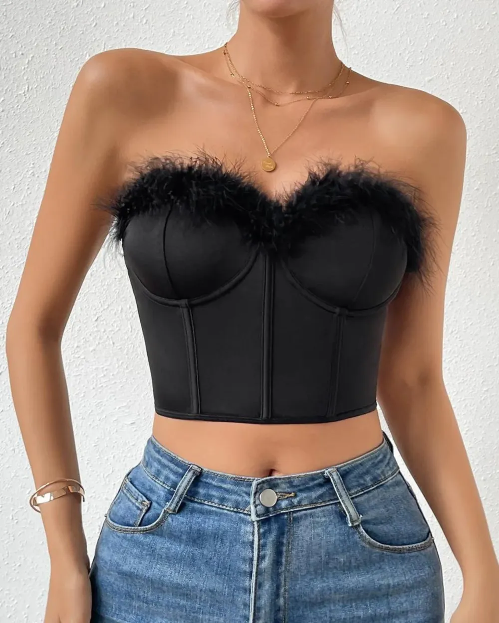 Bra with Plush Neckline Trim