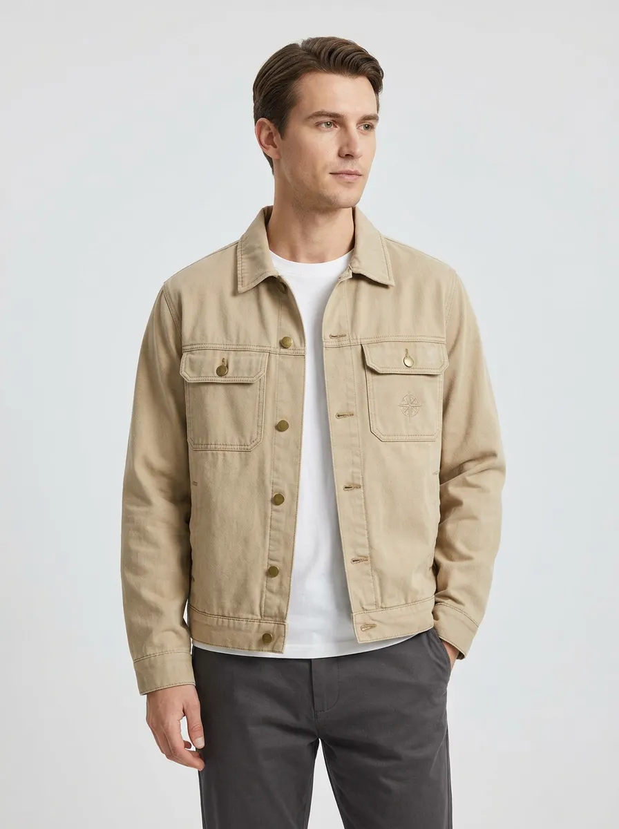 Men's Casual Outdoor Compass Embroidered Printed Jacket