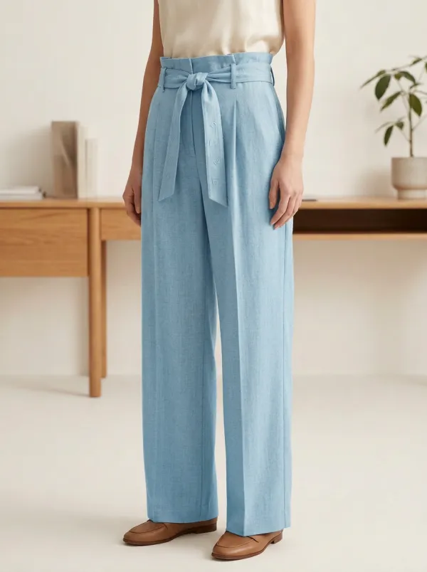 Weekend Belted High Rise Wide Leg Pants