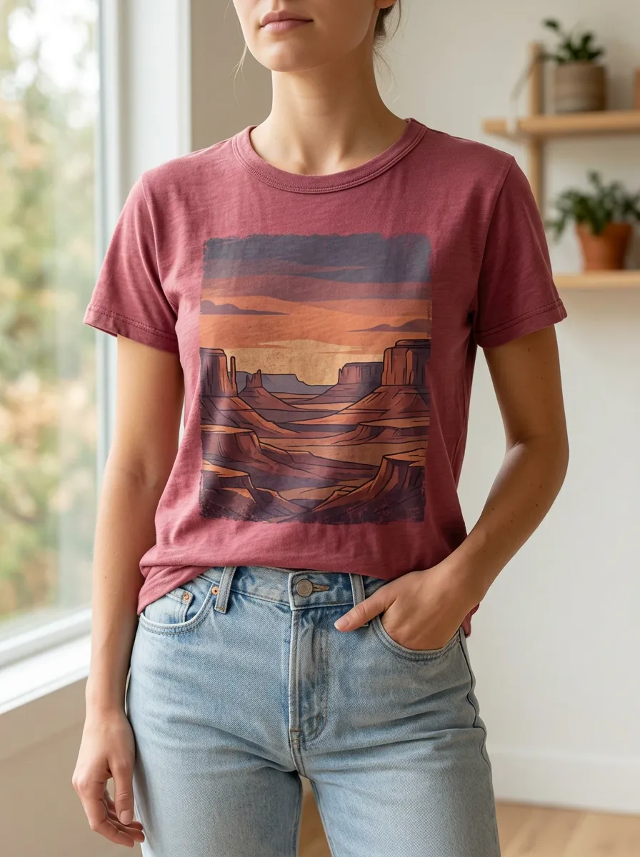 Women's Landscape Desert Landscape Nature Lover Crew Neck T-Shirt