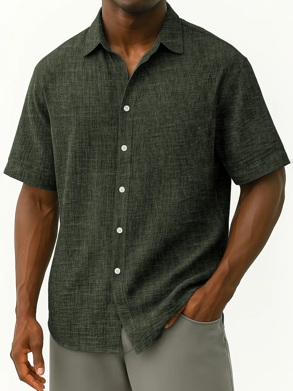 Everyday Linen Blend Button Front Shirt