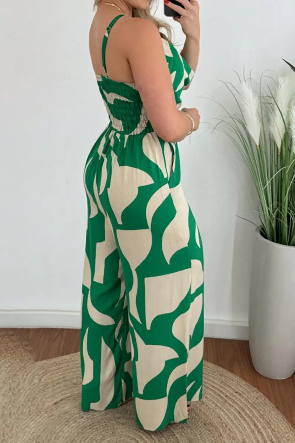 Two Tone Spaghetti Strap Wide Leg Jumpsuit