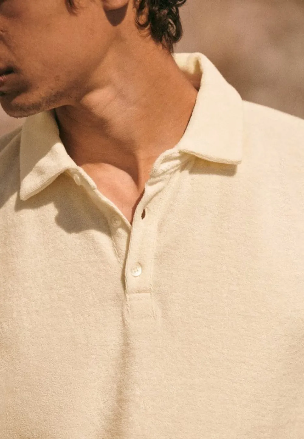 Light Blue Pearl Button Placket Polo Shirt