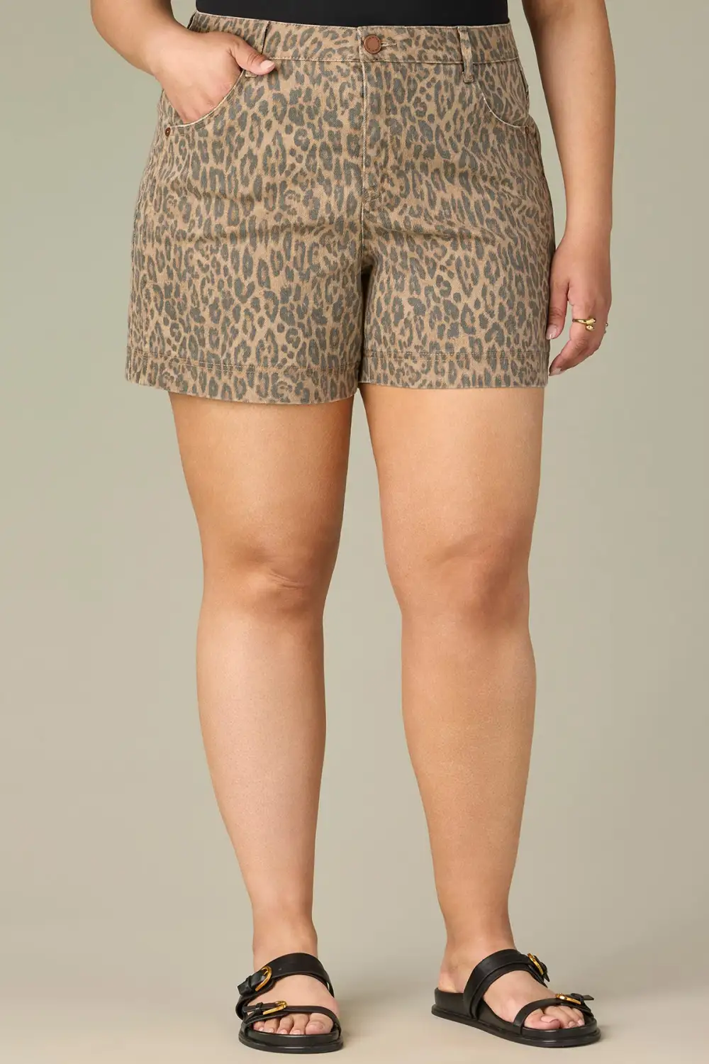 High Rise Double Side Seam Plus Size Shorts